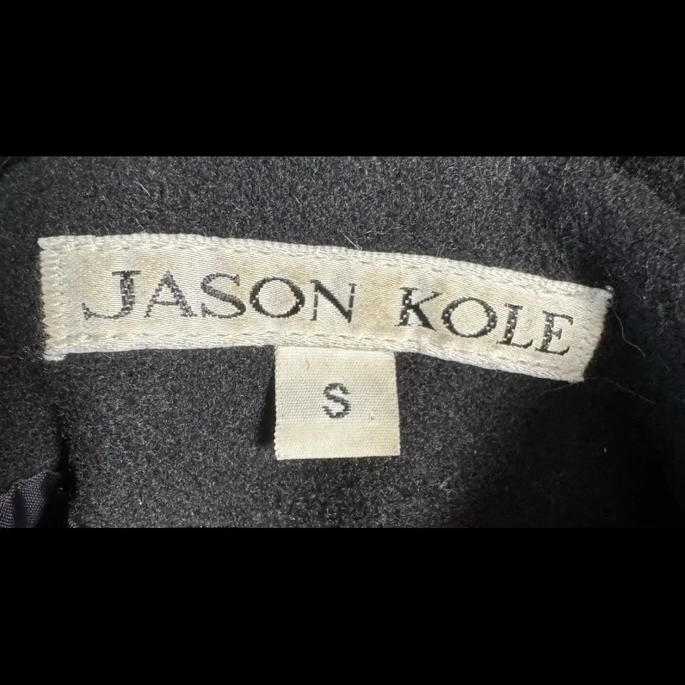 Vintage Jason Kole Women's Small Black 100% Wool Hooded Pea Coat Jacket Goth - Picture 5 of 7